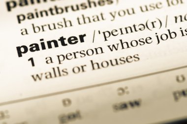 Eski İngilizce sözlük sayfası word ressam ile yakın çekim