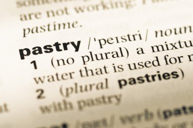 Eski İngilizce sözlük sayfası word pasta ile yakın çekim