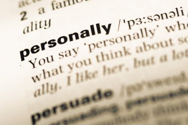 Şahsen kelime ile eski İngilizce sözlük sayfasının kapat