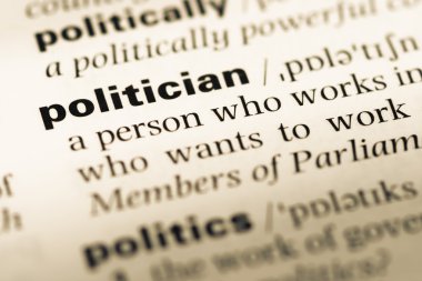 Eski İngilizce sözlük sayfası word politikacı ile yakın çekim