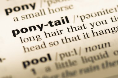 Eski İngilizce sözlük sayfası word at kuyruğu ile yakın çekim