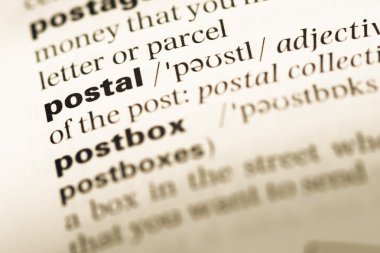 Eski İngilizce sözlük sayfası word posta ile yakın çekim