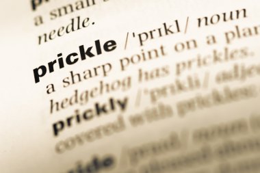 Eski İngilizce sözlük sayfası word prickle ile yakın çekim