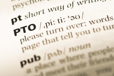 Yakın eski İngilizce sözlük sayfası word ile pto