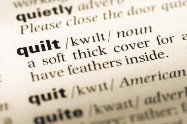 Eski İngilizce sözlük sayfası word yorgan ile yakın çekim