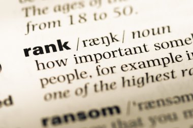 Kelime sırası ile eski İngilizce sözlük sayfasının yakın çekim