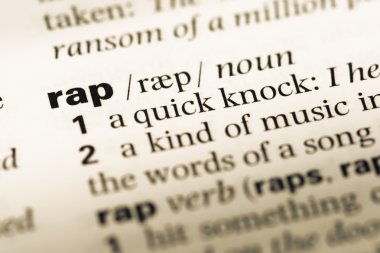 Eski İngilizce sözlük sayfası word rap ile yakın çekim