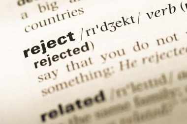 Eski İngilizce sözlük sayfası word Reddet ile yakın çekim