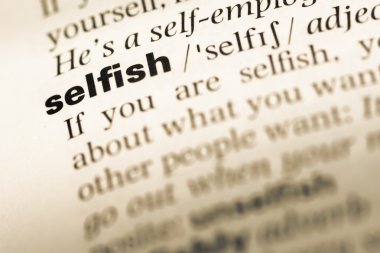 Eski İngilizce sözlük sayfası kelime bencil ile yakın çekim