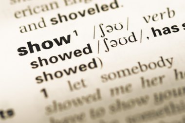 Word program eski İngilizce sözlük sayfası, yakın çekim