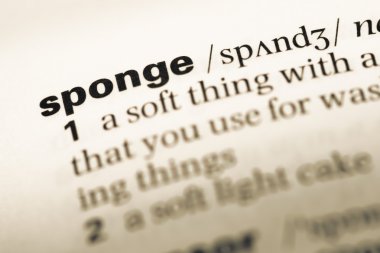 Eski İngilizce sözlük sayfası kelime sünger ile yakın çekim
