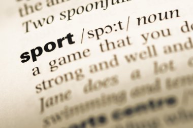 Eski İngilizce sözlük sayfası kelime spor ile yakın çekim