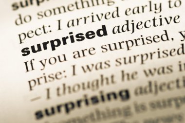 Eski İngilizce sözlük sayfası word sürpriz ile yakın çekim