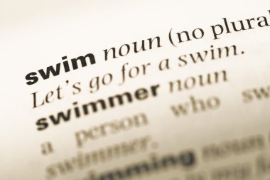 Eski İngilizce sözlük sayfası word yüzmek ile yakın çekim