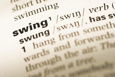 Eski İngilizce sözlük sayfası word salıncak ile yakın çekim