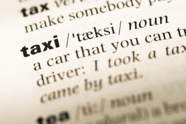 Eski İngilizce sözlük sayfası word taksi ile yakın çekim