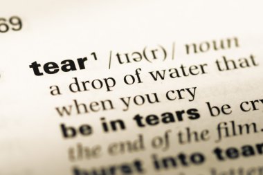 Eski İngilizce sözlük sayfası word gözyaşı ile yakın çekim