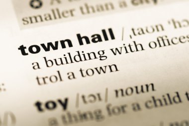 Eski İngilizce sözlük sayfası word Belediye Binası ile yakın çekim