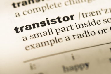 Eski İngilizce sözlük sayfası word transistör ile yakından