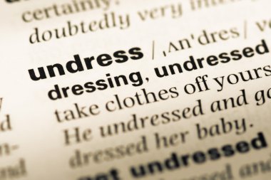 Eski İngilizce sözlük sayfası word soyunmak ile yakın çekim