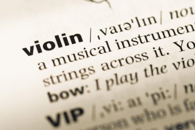 Eski İngilizce sözlük sayfası word keman ile yakından