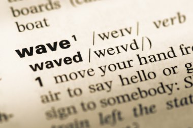 Eski İngilizce sözlük sayfası word dalga ile yakın çekim