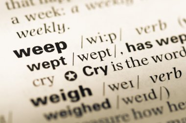 Eski İngilizce sözlük sayfası word ağla ile yakın çekim