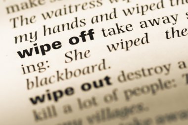 Eski İngilizce sözlük sayfası kelime bezle kapatın