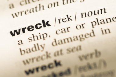 Eski İngilizce sözlük sayfası word enkaz ile yakın çekim