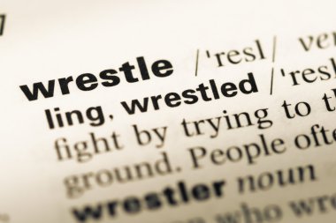 Eski İngilizce sözlük sayfası word güreşi ile yakın çekim