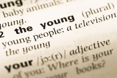 Eski İngilizce sözlük sayfası word ile genç yakın çekim