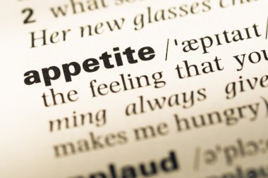 Eski İngilizce sözlük sayfası word iştah ile yakın çekim