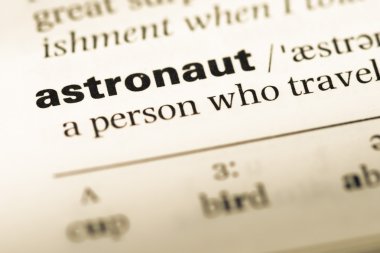 Eski İngilizce sözlük sayfası kelime astronot ile yakın çekim