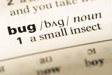 Eski İngilizce sözlük sayfası word hata ile yakın çekim