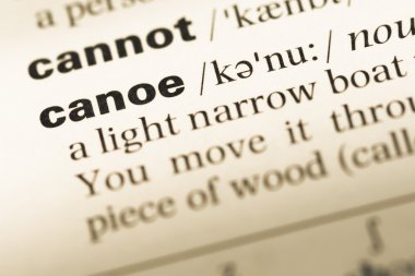 Eski İngilizce sözlük sayfası word Kano ile yakın çekim