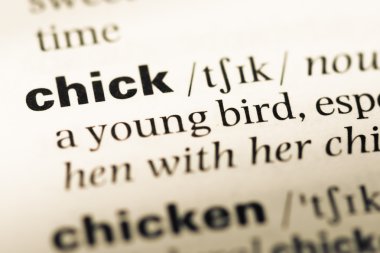 Eski İngilizce sözlük sayfası word piliç ile yakın çekim