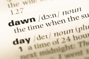 Eski İngilizce sözlük sayfası word şafak ile yakın çekim