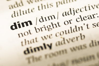 Eski İngilizce sözlük sayfası word loş ile yakın çekim