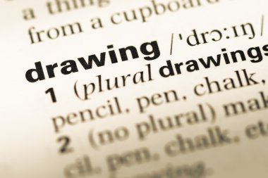 Word çizim ile eski İngilizce sözlük sayfasını kapat