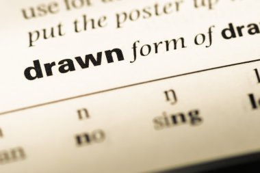 Çizilmiş sözcüğü ile eski İngilizce sözlük sayfasını kapat