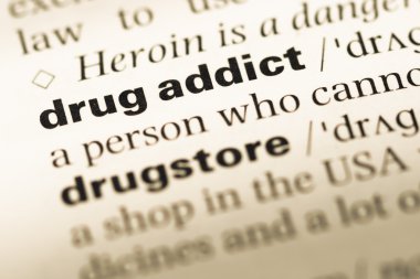 Eski İngilizce sözlük sayfası kelime uyuşturucu bağımlısı ile yakın çekim