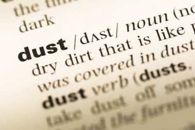 Eski İngilizce sözlük sayfası word toz ile yakın çekim