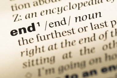 Eski İngilizce sözlük sayfası word son ile yakın çekim