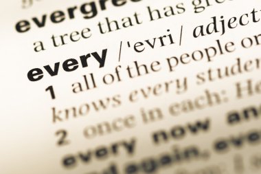 Yakın eski İngilizce sözlük sayfası word ile her