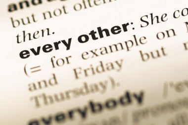 Eski İngilizce sözlük sayfası word ile her diğer yakın çekim