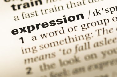 Eski İngilizce sözlük sayfası kelime ifade ile yakın çekim