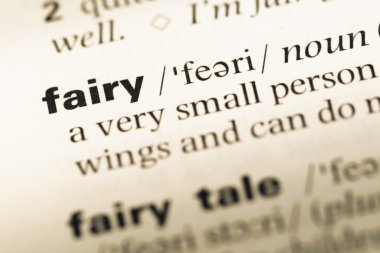 Eski İngilizce sözlük sayfası word peri ile yakın çekim