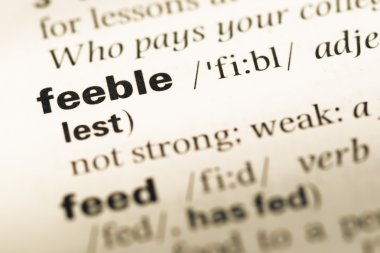 Eski İngilizce sözlük sayfası word zayıf ile yakın çekim