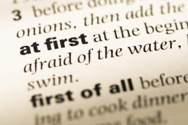 Eski İngilizce sözlük sayfanın ilk kelime ile yakın çekim