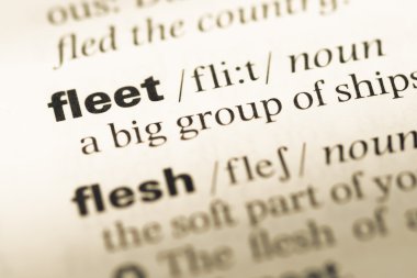 Eski İngilizce sözlük sayfası word filo ile yakın çekim